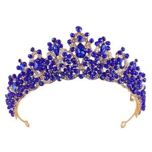 Gemstones Wedding <strong>Tiara</strong> Luxurious <strong>Royal</strong> <strong>Blue</strong> Red Enamel Green Queen Champion Bridal Crown <strong>Tiara</strong> - Product Image 1