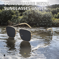 Lunettes de soleil polarisées UV400 unisexe, monture métallique carrée simple sans cerclage, miroir, légères, confortables, branches antidérapantes