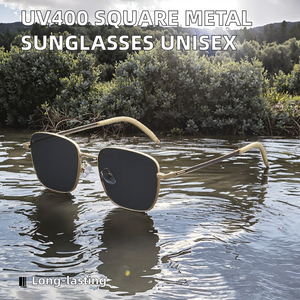 Simple Square Full Rim Metal Frame Comfortable <b>Lightweight</b> UV400 Polarized Sunglasses for Unisex Anti-Slip Temples High Quality - Product Image 2