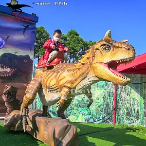 Peralatan taman hiburan dinosaurus interaktif naik dinosaurus bisa naik dinosaurus