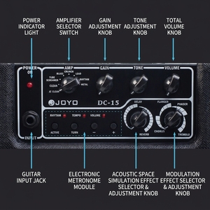 แอมป์กีตาร์ไฟฟ้าโลหะ 15W พร้อมเอฟเฟคดิจิตอล 8 แบบ ขายส่ง อุปกรณ์เสริมกีตาร์ไฟฟ้า - Product Image 5