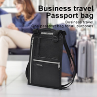 Dompet selempang kartu, tas sertifikat untuk perjalanan, dompet, tempat paspor, kunci kartu, selempang nilon multifungsi
