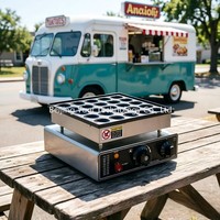 Machine à mini-crêpes électriques à 25 trous pour Poffertjes, crêpes hollandaises - Équipement pour café de petite taille et chariot de petit-déjeuner mobile