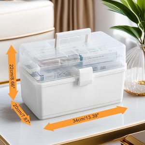 Caja de almacenamiento multiusos de tres capas, organizador de artículos diversos, caja de medicamentos, caja de primeros auxilios familiar, botiquín de medicina para el hogar - Product Image 3