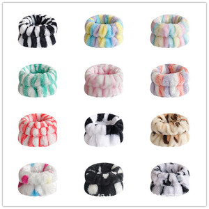 Soft Flannel Spa Headband and Wristband Set with Highly Absorbent Design for Face Washing in White Pink Gray Colors - Product Image 6