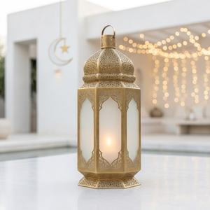 Décorations du Ramadan 2027, grande lanterne marocaine à bougie avec motif de mosquée pour la maison et les événements - Product Image 1