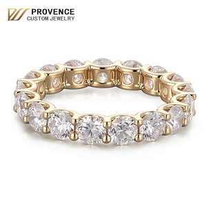 Anillo de eternidad PROVENCE de oro amarillo auténtico para hombre y mujer, con diamante de laboratorio de corte brillante redondo, oro de 18k, anillo de boda para pareja, joyería fina. - Product Image 1