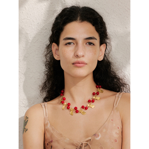 JINYOU 4079 Collar Artesanal De Moda Con Dije De Cereza En Resina Roja Exclusivo Para Mujer Joyería De Frutas En Acero Inoxidable Tendencia 2025 - Product Image 4