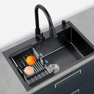 Lavello da cucina in acciaio inossidabile 304 lavello da cucina nero moderno sottopiano sus304 lavello da cucina