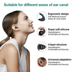 Bouchons d'oreilles de natation pour adultes, imperméables, réutilisables, en silicone, pour la natation, le surf, la plongée avec tuba, la douche - Product Image 3