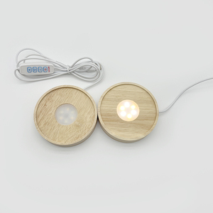 Base de <span class=keywords><strong>lampe</strong></span> en bois illuminée par LED 3D multi-usage veilleuse diffuseur d'arômes d'huiles essentielles alimenté par USB décoration intérieure moderne nuit intelligente - Product Image 2