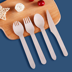 डिस्पोजेबल बर्च लकड़ी शिविर कटलरी सेट-स्पून चाकू कांटे कम्पोस्टेबल और बायोडिग्रेडेबल भोजन सुरक्षित - Product Image 6