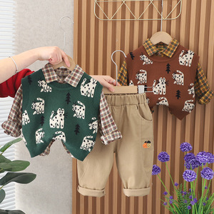 Lote de 3 Prendas de Vestir para Niños, Diseño Coreano, <span class=keywords><strong>Chaleco</strong></span> con Cabeza de Oso 3D Vertical, Venta al por Mayor de Fábrica - Product Image 2
