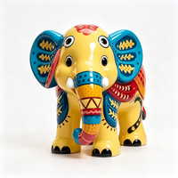 Figurine d'éléphant colorée en résine avec trompe décorée, OEM ODM, logo personnalisé, taille et couleur au choix pour la maison, le bureau, l'étagère, la décoration ou comme cadeau