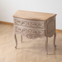 Commode à tiroirs sculptée à la main, style français, en bois massif vieilli, pour salon de villa, vente en gros directe usine
