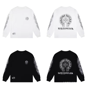 เสื้อยืดแขนยาวผ้าฝ้ายพิมพ์ลายสำหรับผู้ชายและผู้หญิง ทรงหลวม สไตล์สตรีท ไม่มีปก ระบายอากาศได้ดี ขายส่ง - Product Image 2