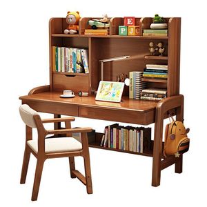 Escritorio de Madera Maciza con Altura Ajustable y Estantería Integrada para el <span class=keywords><strong>Estudio</strong></span> de Niños, Estudiantes de Primaria y Secundaria, Escritorio para Computadora en Casa - Product Image 5