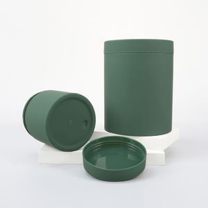 Nouvelle arrivée 2026, bouteille de bonbons et de noix en plastique PET de haute qualité, 600 ml, ronde, droite, mate, verte, à large ouverture, avec bouchons à vis - Product Image 1