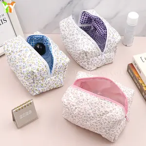 Ready Stocks Travel Toiletry Bag Colorful Makeup Pouches Zipper Floral Cotton Cosmetic Bag