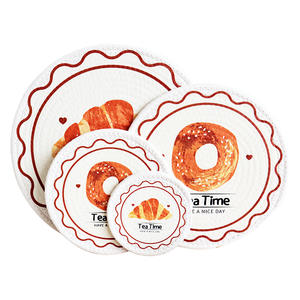 Posavasos redondos de algodón de Texas de 12 cm, 18 cm, 24 cm, 30 cm, estilo donut de dibujos animados, antideslizantes, para la hora del té - Product Image 2
