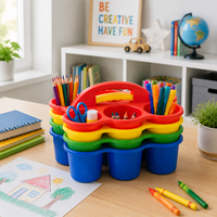 Plateau de rangement portable empilable 6 compartiments pour l'école, en PP durable, design minimaliste, capacité 1,5 L, idéal pour les activités artistiques des enfants en classe
