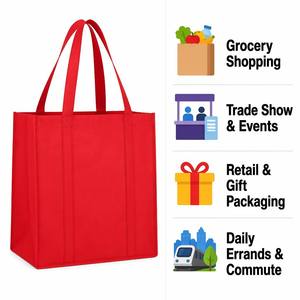 Sac fourre-tout non tissé personnalisé avec logo, poignée cousue, réutilisable pour courses, salons professionnels, vente au détail, cadeaux, multicolore - Vente en gros usine - Product Image 3
