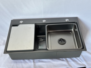 Leimanxi อ่างล้างจานเดี่ยวขนาดใหญ่พร้อมงานเชื่อมพื้นผิวด้วยไฟฟ้าด้วยตนเอง SUS304ความหนา3 + 0.75มม. รุ่น7046 - Product Image 3