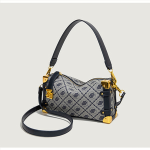 Women's Luxury Fashionable Color Geometric Casual Tote Handbag Button Closure Portable Soft Distinctive <b>Square</b> Bag - Product Image 1