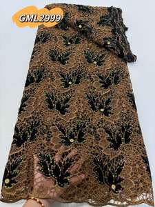 Tissu en dentelle de velours africain de haute qualité en gros, perles de velours africain, broderie, dentelle guipure, tissu en dentelle africain Inmyshop - Product Image 3