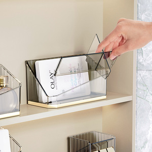 Boîte de rangement de cosmétiques de luxe avec compartiments pour rouges à lèvres, pinceaux de maquillage, organisateur de bureau, capacité de 1L, motif rayé - Product Image 3