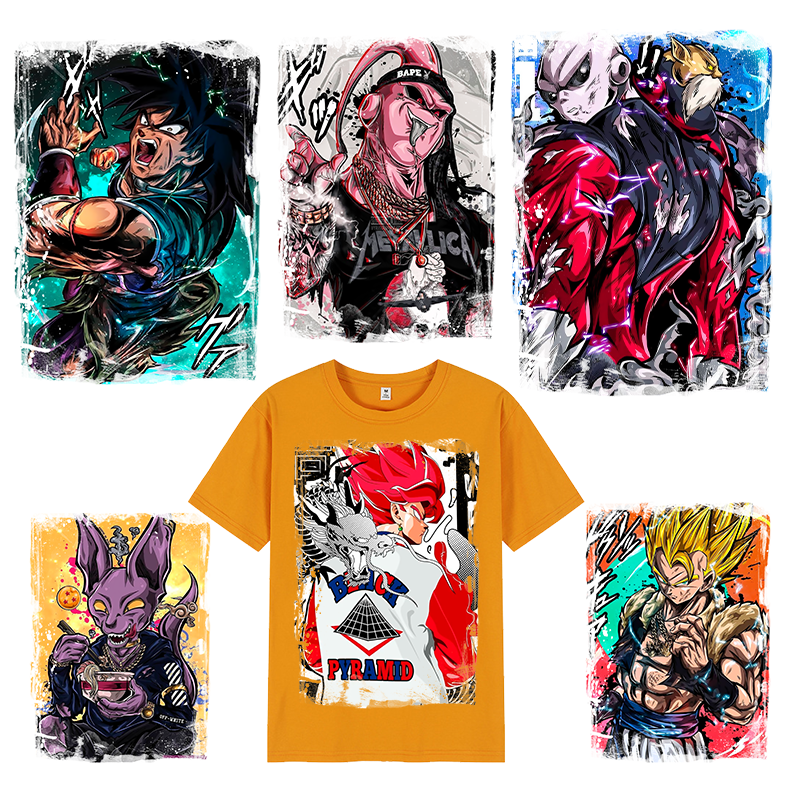 Basın hazır ısı transferi tasarım karikatür Anime desen Sticker için ısı transferi vinil kağıt T-Shirt