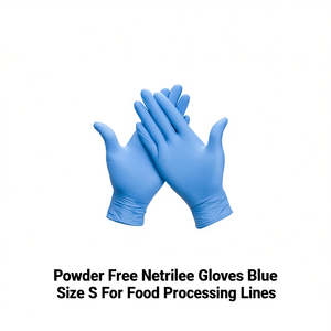 Guanti in nitrile senza polvere blu taglia S per linee di lavorazione alimentare - Product Image 2