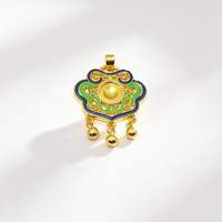 Pendentifs porte-bonheur style ethnique Nuage Auspicieux Ruyi, clochettes, pompons, émail, filigrane ajouré pour la création de colliers et bijoux DIY