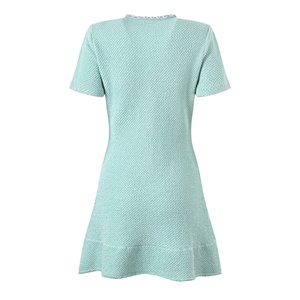 OUDINA Nouvelle Arrivée <span class=keywords><strong>Robe</strong></span> Décontractée Tricotée à Volants Vert Menthe avec Perles et Paillettes, Boutonnage Simple, Élégante pour Femme - Product Image 3