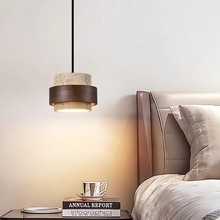 Modern Small Adjustable Height E27 Travertine Lamp Shade Pendant Lamp Wood Travertine <strong>Light</strong> Black Finish for <strong>Dining</strong> <strong>Light</strong> - Product Image 4