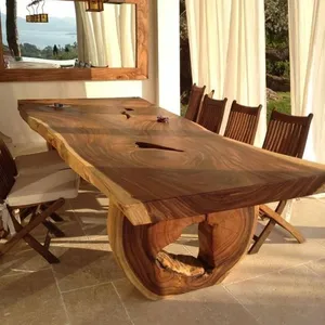 More special Large size irregular shaped wood dining table top live edge solid walnut wood slab