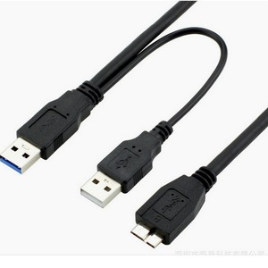 Cable de datos USB 3.0 de 0,5 m con doble cabezal USB a Micro B tipo Y con alimentación para disco duro portátil - Product Image 1