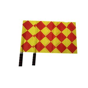 Football Referee <b>Linesman</b> Red Yellow Rhombus Pattern Sports Signal <b>Flag</b> With Comfort Grip for Game Training - Product Image 1