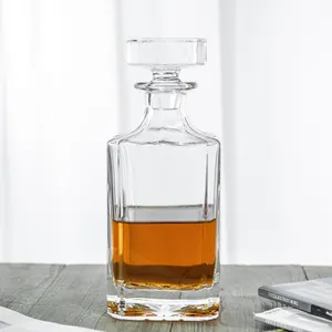 NOVARE Commercio All'ingrosso 25 oz Piazza Pianura occhiali di Vetro di Whisky Decanter Con Il Campione Gratuito