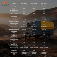 Compresseur d'air diesel portable à moteur à vis Kubota Cummins, 7-10 bars, 185cfm, 5m, pour forage de roche et soufflage de sable - Vente chaude en Afrique