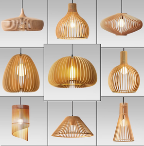 Lustre suspendu artisanal durable en bois et bambou, abat-jour en osier tressé en jonc de mer, lampe suspendue en rotin tressé - Product Image 2