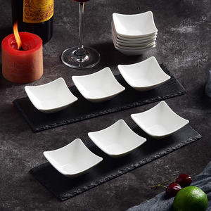 Juego de tazones con compartimentos para el hogar, Set de tazones con bandeja rectangular de pizarra, juego de tazas esenciales, 10 Uds. - Product Image 3