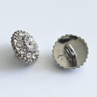 Prendas de abrigo de calidad para mujer Botones de vástago de diamantes de imitación de metal Botones redondos de plata de lujo hechos de aleación de zinc