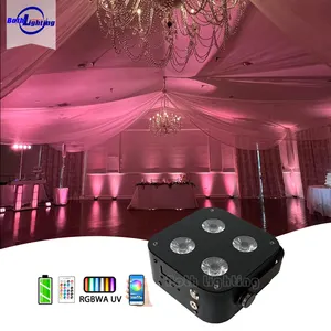 8 pezzi Wireless alimentato a batteria 4x12W RGBAW UV 6 in1 LED Mini luce Wireless con custodia di carica per la luce del palcoscenico di nozze