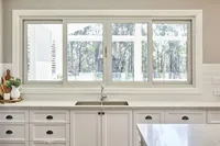 Ventana Corredera de Aluminio con Rotura de Puente Térmico BOCHARM, con Vidrio Low-E, Diseño de Rejilla Interior, para Uso Exterior, Ventana Corredera Horizontal