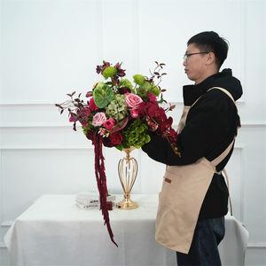 DKB Silk Roses Hydrangea Artificial Flower Balls Centerpieces Wedding Party Table Decorations Red Flower Balls - Product Image 1