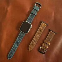 Bracelet de montre en cuir véritable rétro vintage à motif Crazy Horse avec boucle à ardillon pour montre connectée