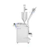 Machine commerciale de remplissage et de scellage de sachets à trois soudures latérales avec trémie mélangeuse pour sachets de crème, purée et huile