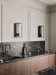 Ensemble de meubles de cuisine modernes en bois avec comptoir en marbre et îlot, meubles de cuisine sur mesure pour la maison - Product Image 4