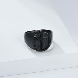 Cross <b>Ring</b> Gold Men's Titanium Steel Geometric Shape Gift Jewelry - Product Image 4